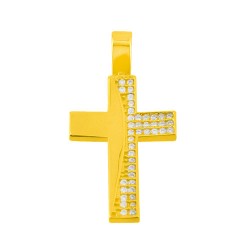 Χρυσός σταυρός Κ14 με ζιργκόν